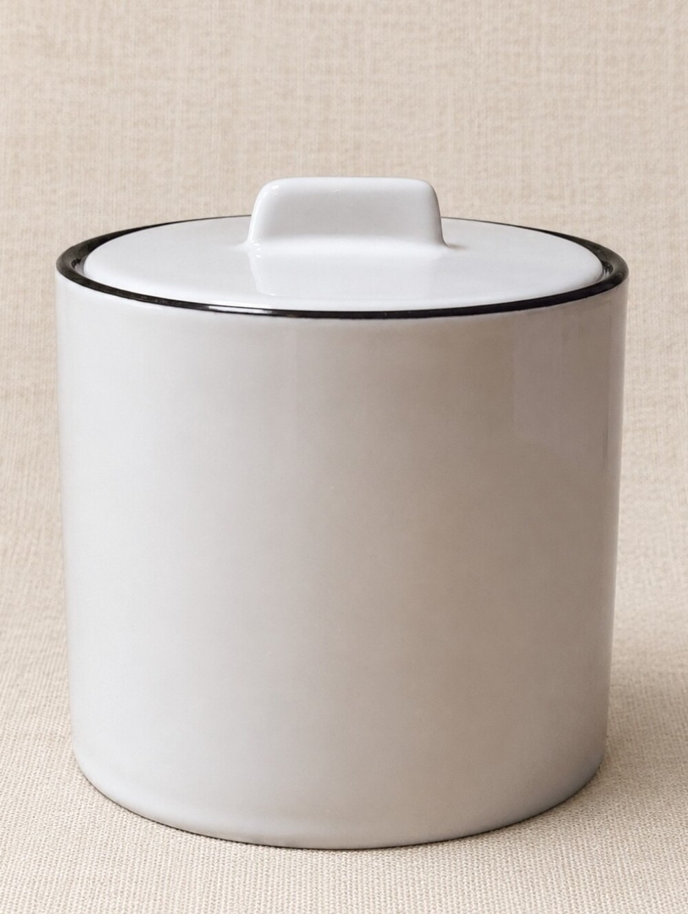 2017 Hearth & Hand Magnolia Black Rim Stoneware Bathroom Canister w Lid